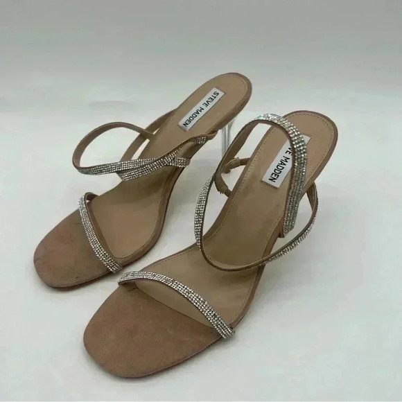 Steve Madden Snappy Crystal Strap Heeled Sandals - Size 11 - Holiday Glam - Picture 7 of 12